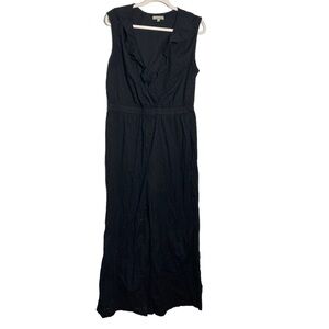 Wonderly Black Shimmering Sleeveless Wide Leg Jumpsuit